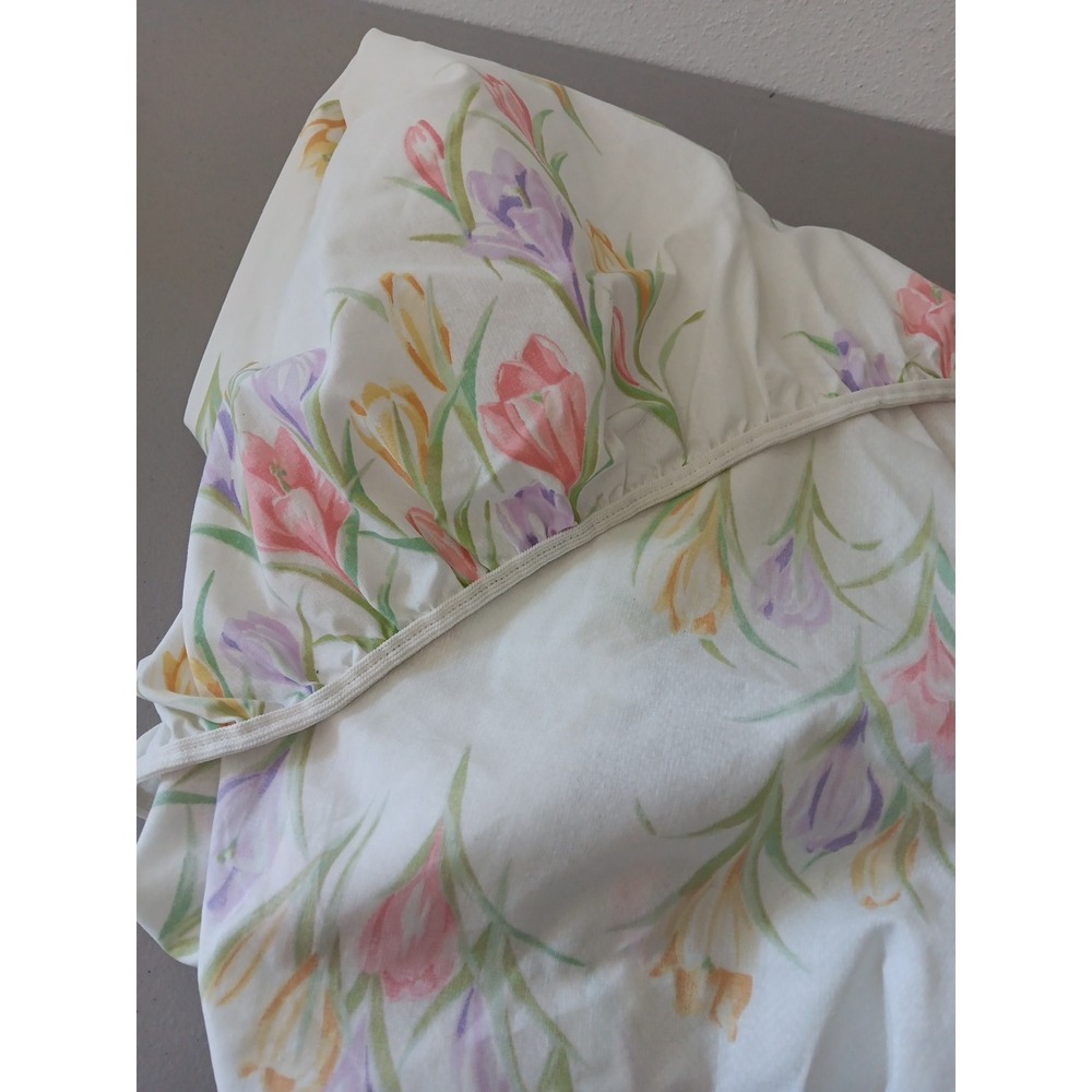 VTG Lady Pepperell Bedding Sheet Set Top‎ and Bottom Sheet Tulip Floral Cottage - Picture 4 of 8